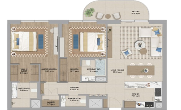 2 Bedroom Floor